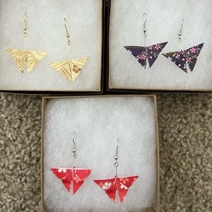 Origami butterfly drop earrings